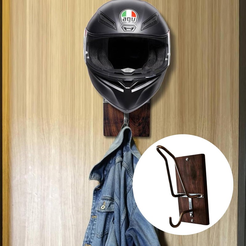NIYATA Motorcycle Helmet Wall Mount Wall Mount with Hooks, Multifunctional