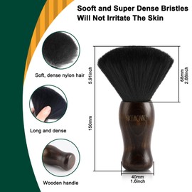 NICEMOVIC 3 IN 1 Barber Neck Duster Brush Set, Professional Barber Accessories Cleaning Supplies, Duster Nylon Brush Hair Cutting Styling Brush Tool (Brown&Black)