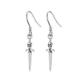ROMANTICWORK Cross Earrings 925 Sterling Silver Cross Hoop Earrings Huggie Earrings Hanging Religion Gothic Cross Jewellery Gifts for Men Women, Sterling Silver, No Gemstone