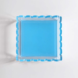 GRAHAM DESIGN Acrylic Scalloped Tray, Includes Anti-Slip Pads | 8 x 8 x 2 inches | (Blue)