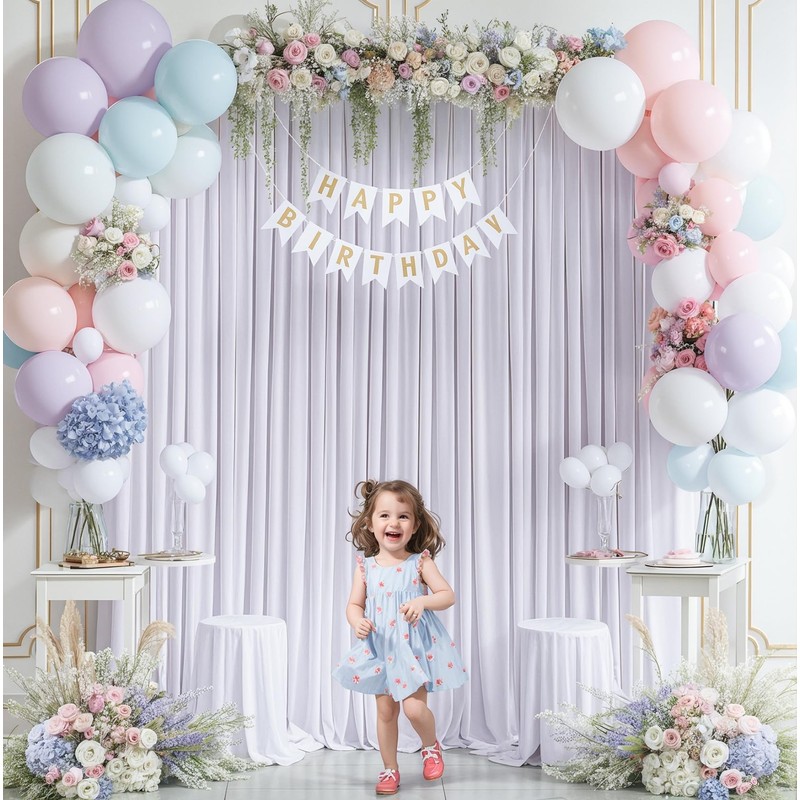10 x 8FT White Backdrop Curtains for Wedding Drapes for