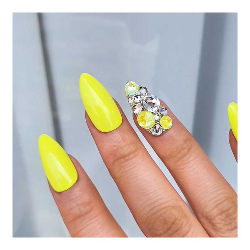 Summer sniper (lemon, pink, blue) handmade nail tips - Ballerina
