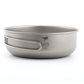Keith Titanium Bowl 300ml - 600ml Ultralight Camping Tableware Picnic Bowls Portable Folding Handle (Ti5326-600ml)