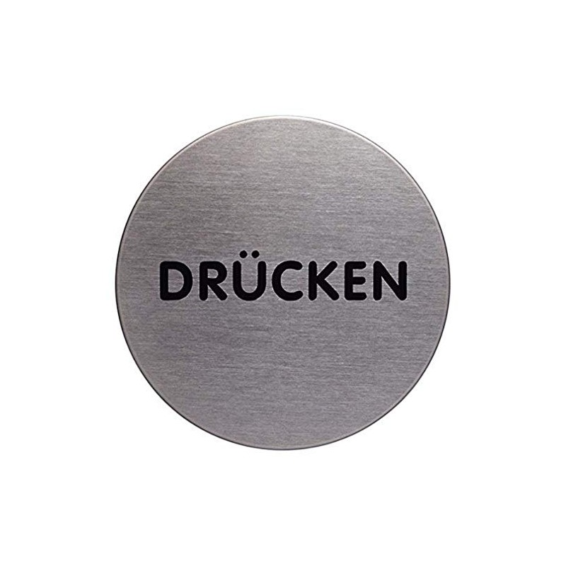 Durable Picto 490061 Door Sign "Drücken" (Push) Round 65 mm