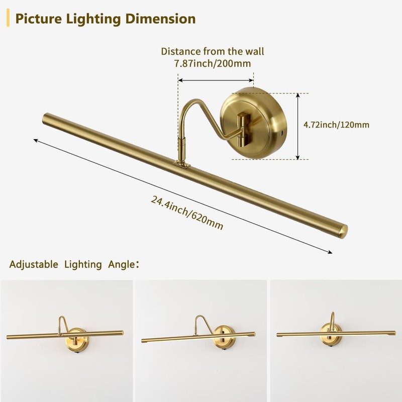 JOOSENLUX Battery Operated Picture Lights Modern Wireless Wall Lights 24.4"