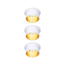 Paulmann 93381 LED Recessed Light Gil 3-Step-Dim Round Includes 3 x 6 Watt Dimmable White Matt Gold Recessed Spotlight Aluminium Spot 2700 K Coin