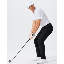 QPNGRP Men's Golf Pants 30"/32"/34" Inseam Lightweight Stretch Work Dress Pants Black 40Wx30L