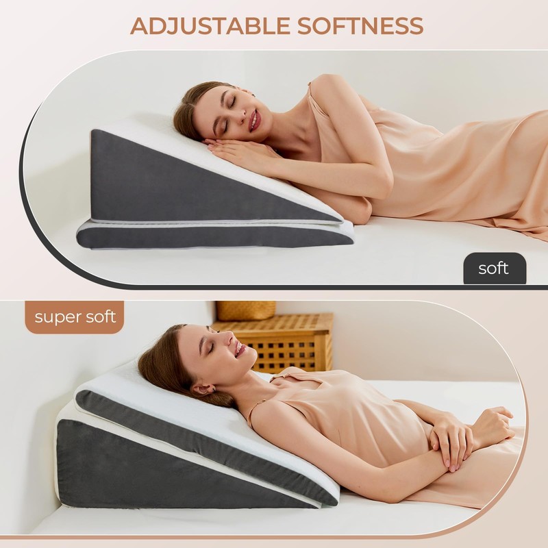 Vekkia 2-Pack Adjustable Wedge Pillow for Sleep Apnea & Back