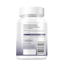 BIO B | GABA 800mg por porción | Dormir y Relajación | 100% GABA (Ácido gamma amino-butírico), 60 Cáps