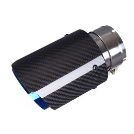 CARMON Real Twill Carbon Fiber Exhaust Pipe Muffler Tips with Blue Burnt 304 Stainless Steel (inlet ID 2.5“, outlet OD 4”)