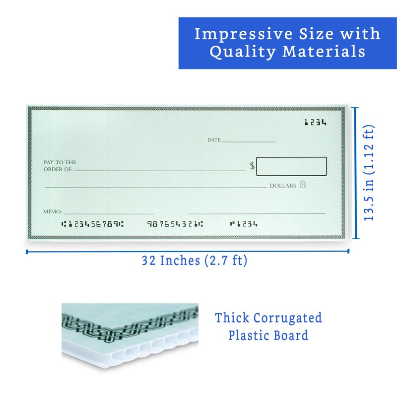 Giant Check (32 x 13.5 inches) - Large Fake Check