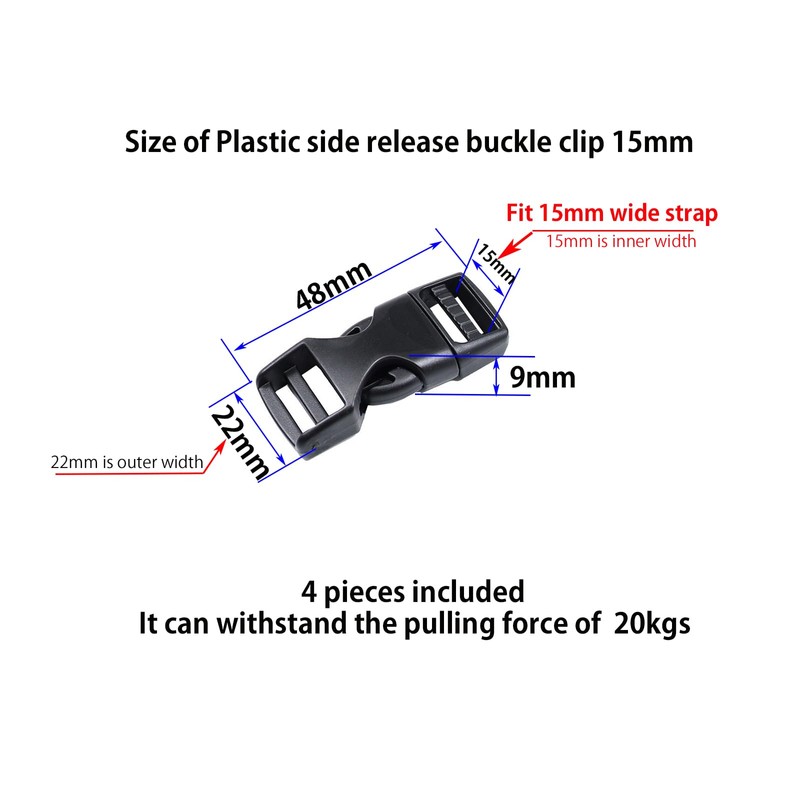 Plastic Side Release Buckles 15mm Bike helmet Clip Buckle Replacement