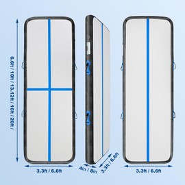 13FT Inflatable Air Gymnastics Mat Gymnastics Track Training Mats Yoga Floor Cheerleading Landing Taekwondo Training Kungfu Exercise Mats with Electric Air Pump for Home Gymnasium Beach Park and Water