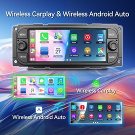 Android 13 Car Radio Stereo Compatible with Dodge RAM 2002-2006/Jeep Wrangler 2003-2006/Caravan 2004-2007- 6.8" Touchscreen, Wireless CarPlay/Android Auto, 2G+32G, GPS, Backup Camera, WiFi/Bluetooth