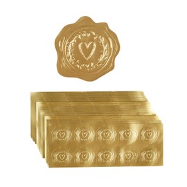 300 Pieces Embossed Gold Foil Stickers Gold Stickers with Heart and Garland Pattern for Envelopes, Wedding Invitations, Christmas Greeting Cards Envelopes (Heart-Love)