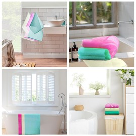 RIUOTA 3 Pieces Exfoliating Washcloth Shower Towel African Net Sponge Japanese Wash Cloth Face Exfoliating Sponge Loofah Exfoliating Body Scrubber for Body Exfoliation (Rose Red,White,Green)