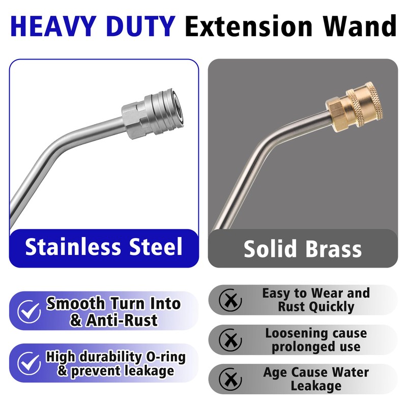 FIXFANS Pressure Washer Wand 45 Degree, Curved Extension Wand 15