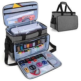 Luxja Sewing Machine Carrying Bag with Removable Padding Pad, Tote Bag for Sewing Machine and Extra Sewing Accessories, Gray
