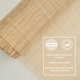Rattan Cane Webbing Roll 24" x 12” Square Radio Weave Rattan Fabric for Furniture DIY | Durable Natural Caning Material for Cabinet Door Inserts, Decor, Crafts