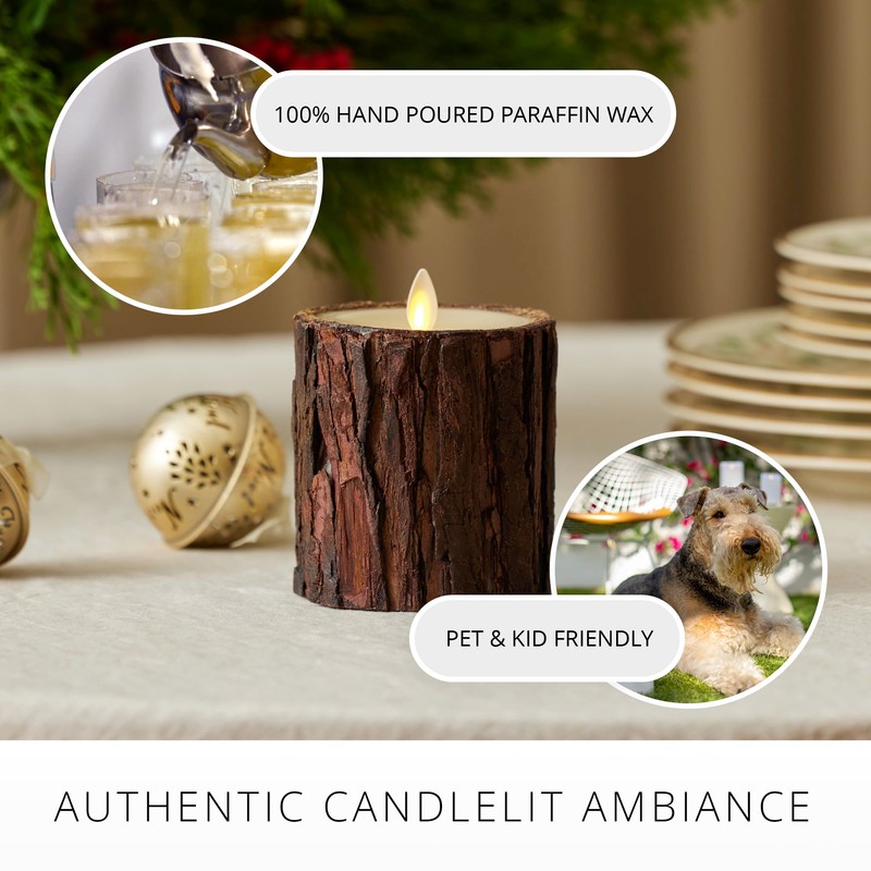 Luminara Real Bark Flameless LED Candle, Ivory 3.5" x 4.5",