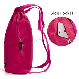 ZOORON Waterproof Drawstring Gym Backpack Bag for Men & Women, Sport Gym Sack Mini Travel Daypack (e-rose)