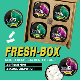SCOOPER Energy 80mg Fresh Box Extra Strong | Cool Grapefruit Fresh Mint Extra Strong | 4 x 7,2g