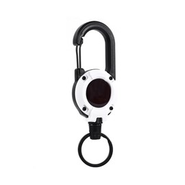 CRAZY SHARK Reel Key Chain, Strong Carabiner, Pin-on Reel, Key Reel, Metal Wire, Maximum Length 23.6 inches (60 cm), Key Chain, Stretchable, Durable, Anti-Lost (White)