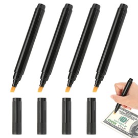 LANAFAY Pack of 4 Banknote Checker Pen, Counterfeit Pen, Money Checker Pen, Pen Money Checker for Euro, US Dollar, Pound, Yen etc., Black