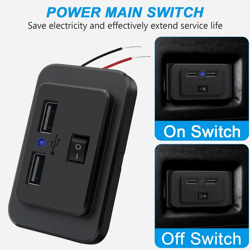 4.8 A Dual USB Car Charger Socket with Switch and