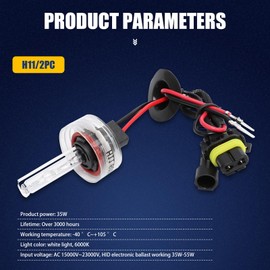 Yumfugu 2 PCS H11 HID Xenon Bulbs, 6000K White Xenon Bulb Replacement, 35W 3200LM HID Light with Stents Base for Car Xenon Bulbs High Low Beam Bulb