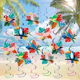 EEEKit Hawaiian Birthday Party Supplies, Tropical Bird Hanging Swirl, Foil Streamer Ceiling Decor for Summer Beach Pool