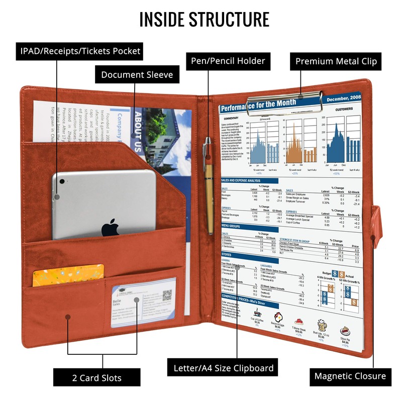 GraduatePro Writing Case A4 Clipboard Folder with Magnetic Closure, Organiser