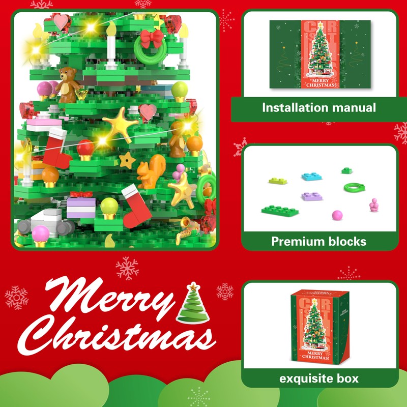 Wowok Christmas Building Blocks Toy - Christmas Tree Building Set,