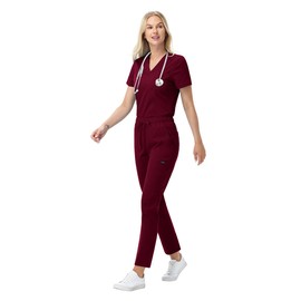VIAOLI Scrubs for Women Set with V-neck Scrub Nursing Uniforms for Womens Scrub Set Multiple Pockets Elasticized Waist