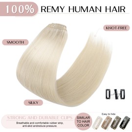 16 inches SEGO Clip in Hair Extensions Real Human Hair [#60 Platinum Blonde] 8 Pieces Remy Hairpieces for Women Straight Natural Silky (60g)