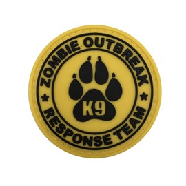 uuKen Zombie Outbreak Response Team K9 Paw Canine Unit Tactical PVC Patch Combat Badge with Hook Fastener Backing (Yellow)