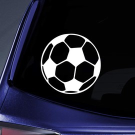 Bargain Max Decals Soccer Ball Silhouette Sticker Decal Notebook Car Laptop 5.5" (White)
