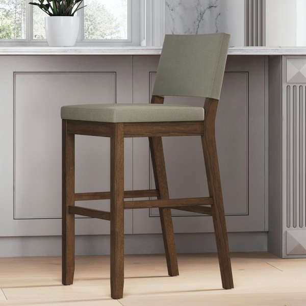 Nathan James Linus Modern Upholstered Bar Stool with Back and