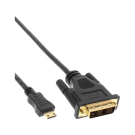 InLine® 17472P Mini HDMI C Male to DVI 18 + 1 Cable 2 m Black with Gold-Plated Contacts