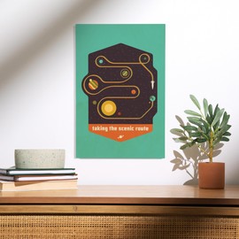 Lantern Press 12x18 Inch Premium Wood Sign, Ready to Hang Wall Decor, Space Is The Place Collection, Solar System, Taking The Scenic Route,