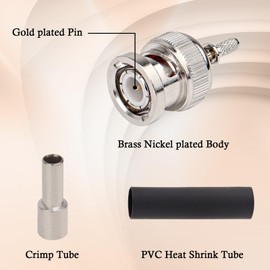 XRDS - Conectores de crimpado BNC RF 10 unidades, BNC macho conector de soldadura para cable coaxial RG316 RG174 RG188 RG188A LMR100, RG316-BNC-J-10PCS