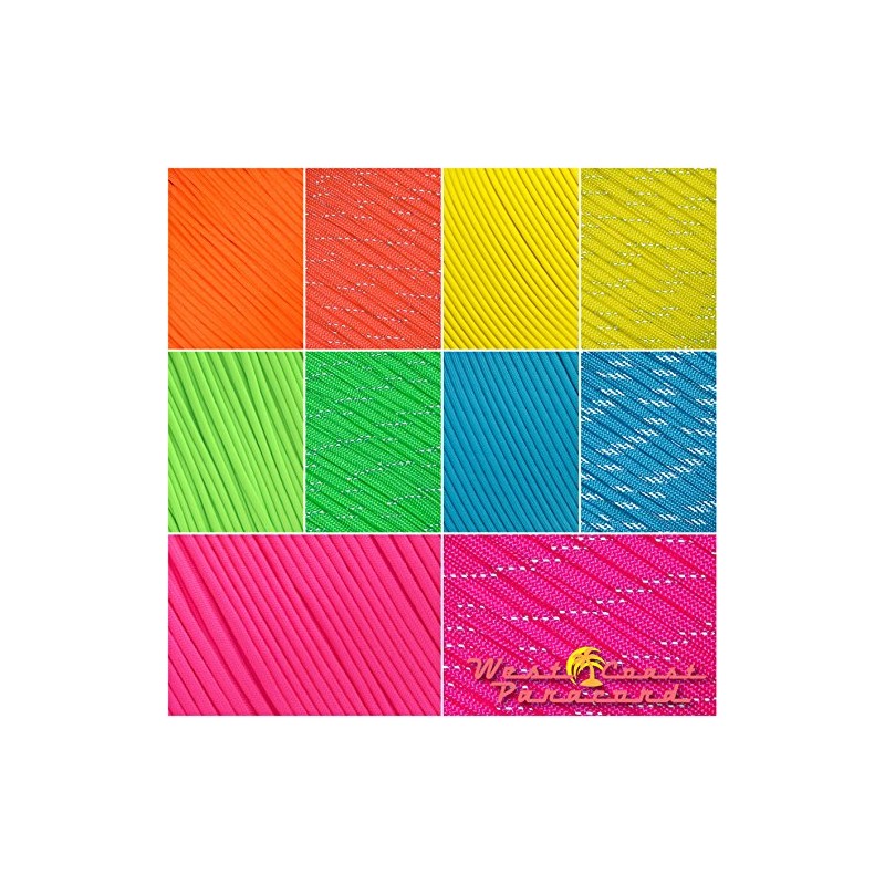 West Coast Paracord Solid Neon 550 Paracord (Reflective Neon Pink,