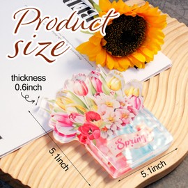 Spring Decor Desk Sign, Spring Decorations Home Office,Floral Acrylic Sign for Easter Party Desk Decor,Gifts for Bestie Sister Daughter