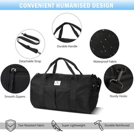 Sports Duffle Gym Bag for Men or Women Travel Duffel Carry on Overnight Tote Weekender Bag with Wet Pocket & Shoe Compartment