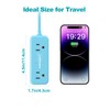 Blue Small Extension Cord 4 AC Outlets 3 USB Ports