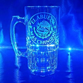 "El Abuelo Mas Chingon" Etched Glass Mug - Size: 26 oz