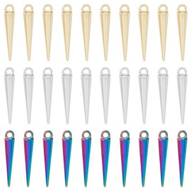 DICOSMETIC 60Pcs 3 Colors Spike Jewelry Pendant Alloy Cone Charms Hiphop Punk Earrings Charms Long Spike Pendants Spike Beads Pendants for Jewelry Making, Hole: 2mm