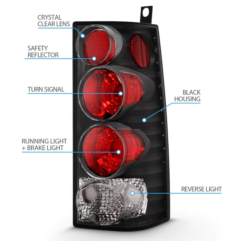 AmeriLite Black Replacement Brake Tail Lights Set For Chevy Express