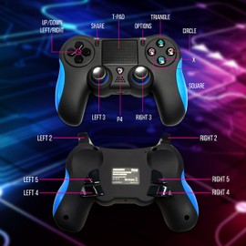 Pyle 6-Axis Sensor Wireless Game Controller - High Performance Remote Joystick Game Console Controller Compatible with PC, Android, iOS Console - Dual Vibration, LED Lights, Built-in Speaker