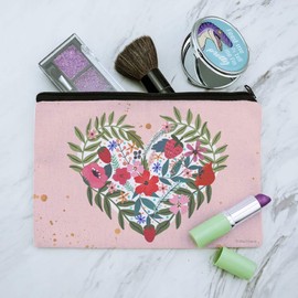 Flower Heart Love Valentines Day Makeup Cosmetic Bag Organizer Pouch